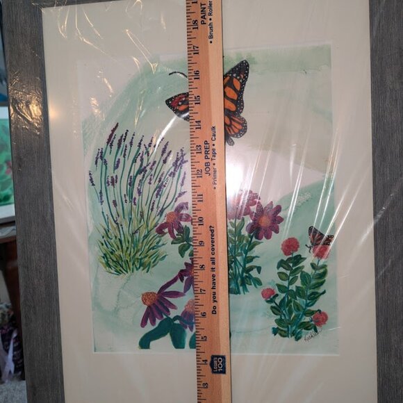Original Watercolor Painting Monarch Waystation -Butterfly Kentucky Framed 17x21 - Picture 2 of 9